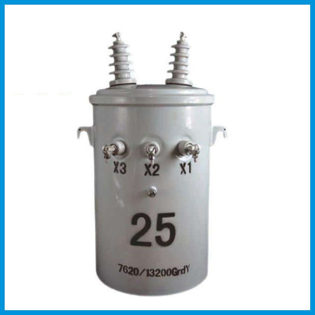 50Hz 60Hz 5kVA-350kVA Pole Mounted Aluminum Winding Single Phase Oil Immersed Transformer