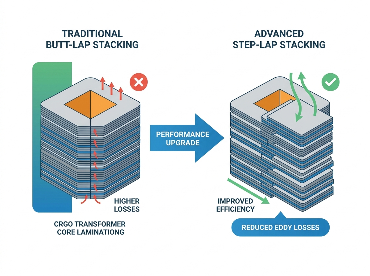 Step-Lap Stacking Transformer Core
